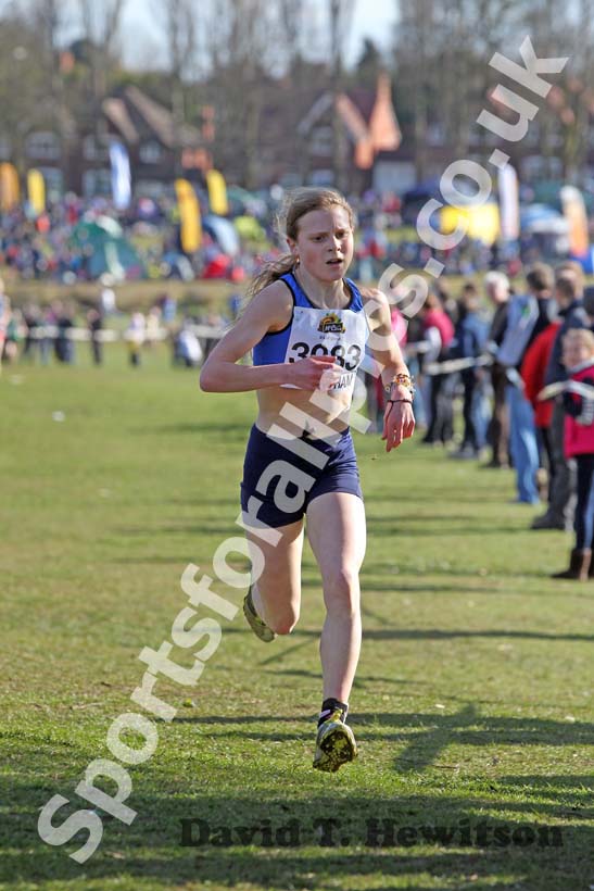 Bobby Clay leads the Under-15 Girl, McCain Inter Counties Cross Country, Cofton Park, Birmingham.